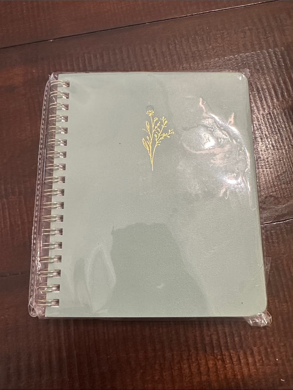 Spiral Bound Mint Green Password Book with Gold Floral Accent NWT
